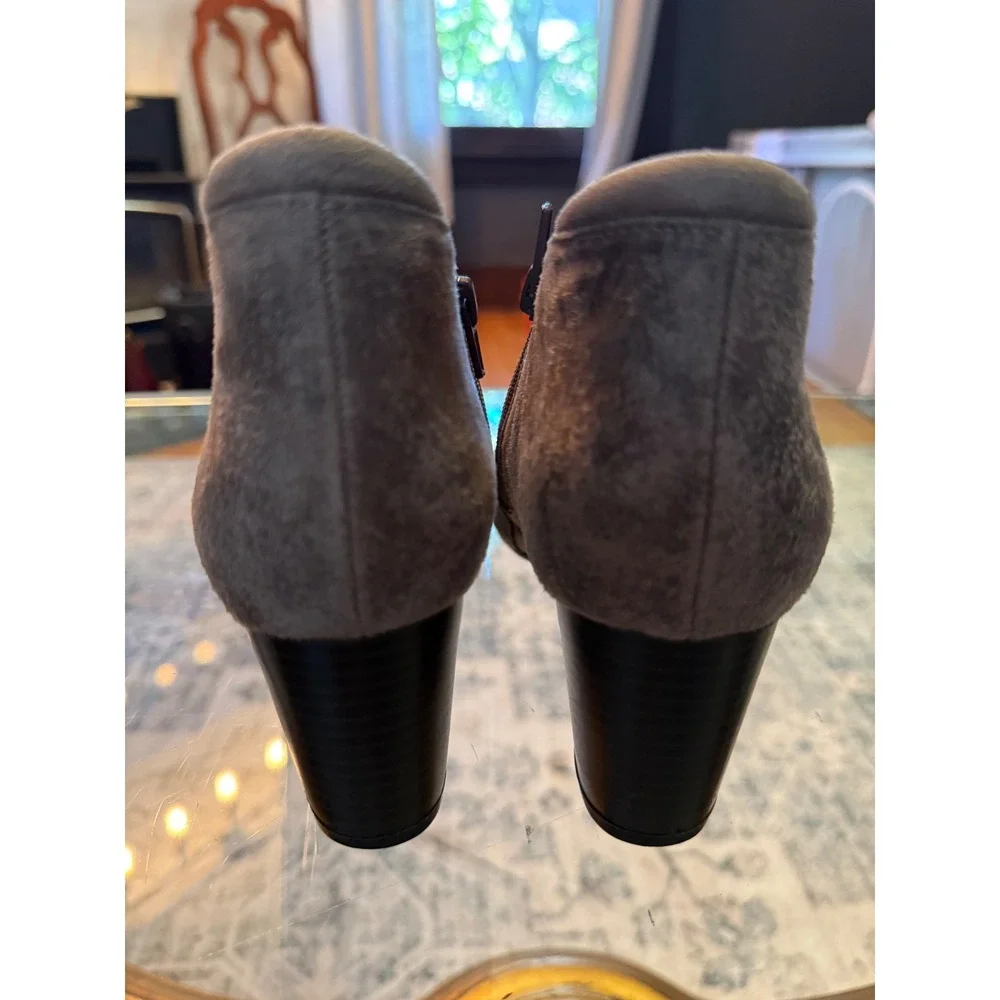 Naturalizer N5 Comfort Taupe Suede Cap Toe Ankle Boots Block Heel Womens 8M